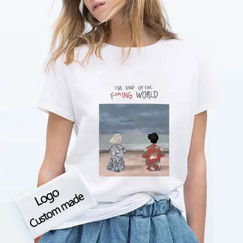 

Customized cotton spandex T-shirt short sleeve white tee tops printed own logo for uniform or couple cloth camisetas oversize