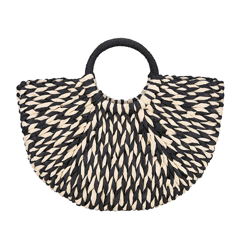 

Large Handbags Fashion Women's Vegetable Basket Black And White Woven Wicker Bomisia Shell Bags Large Capacity Women's Handbag