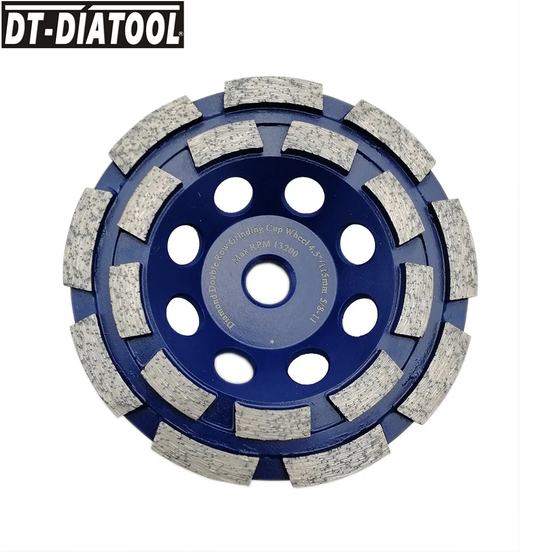 

DT-DIATOOL 1pc 4.5inch/115mm 5/8-11 Thread Double Row Diamond Grinding Cup Wheel for Concrete Brick Hard Stone Granite Marble