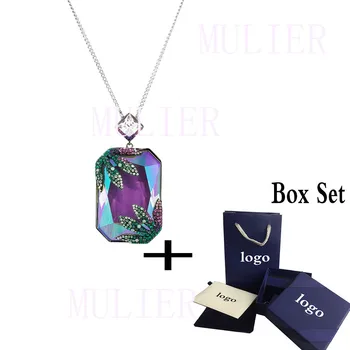 

2020 Classic Fashion Giselle Tropical Palm Tree Style Green and Fuchsia Crystal Necklace Ladies Jewelry Gorgeous Birthday Gift