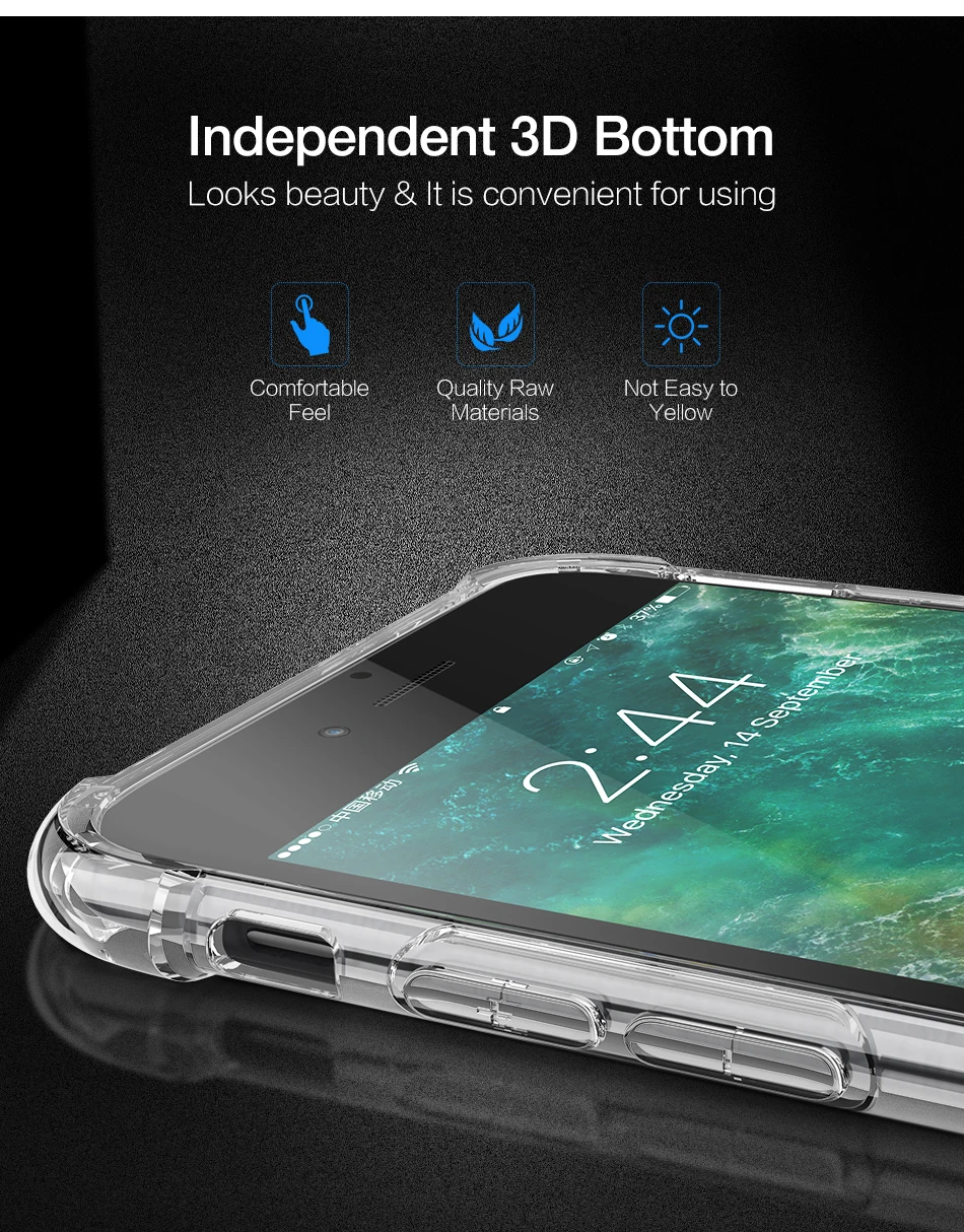 Чехол для телефона для IPhone 6, 7, 8 Plus X, XR, XS, 11 Pro, Max, Силиконовый противоударный чехол, прозрачная защитная задняя крышка для APPLE, 8plus
