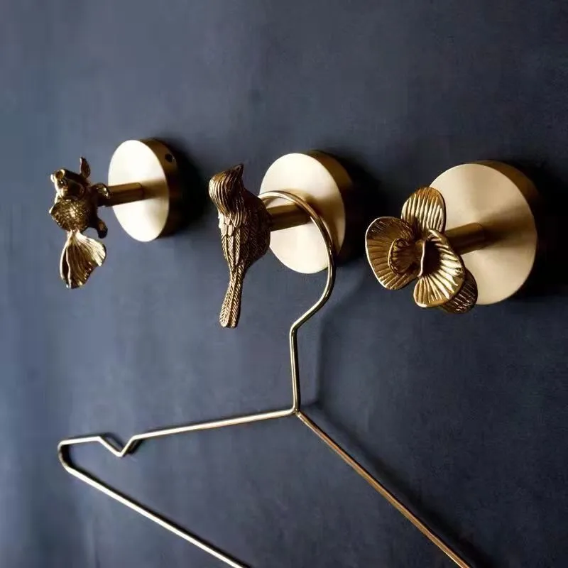 No Drilling Wall Mount Hook Brass Towel Hook For Bathroom Clothes Coat Hook Gold Bedroom Hook Livingroom Kitchen Accessories 5