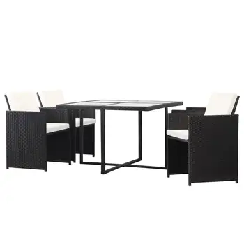 

5pcs Modern Garden Furniture Sets with Cushions Black Rattan Lounge Set Outdoor Tables for Garden Patio Balcony Nodic Style