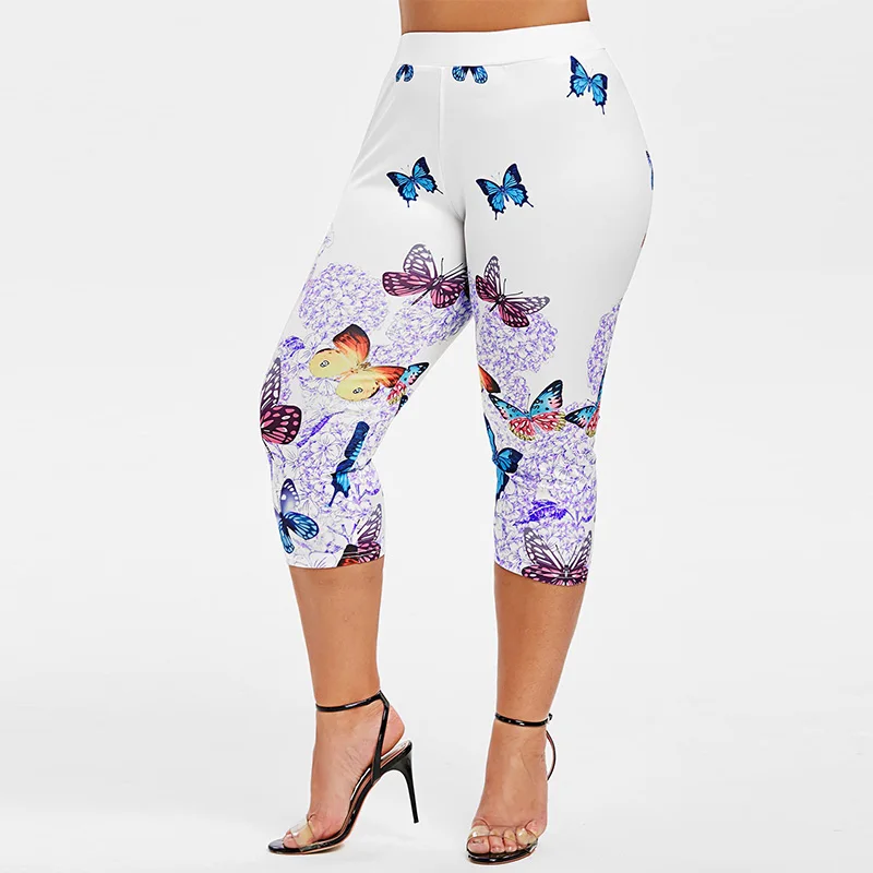 Женские укороченные Леггинсы с принтом бабочки ROSEGAL капри до середины икры