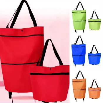 

Portable Convenient Grocery Bag Vegetables Storage Bag Shopping Bag Shopping Food Organizer Trolley Bag Reusable With Wheels