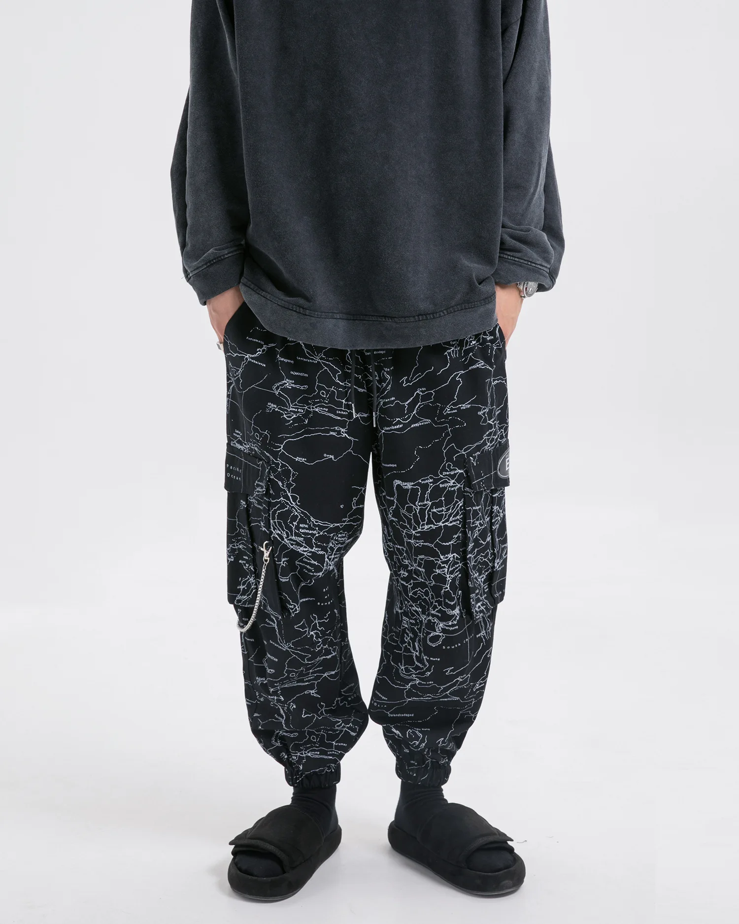 

City Where the Product 2019 Autumn New Style Men Map Printed Popular Brand Ankle Banded Pants Popular Brand Men's Trousers Casua