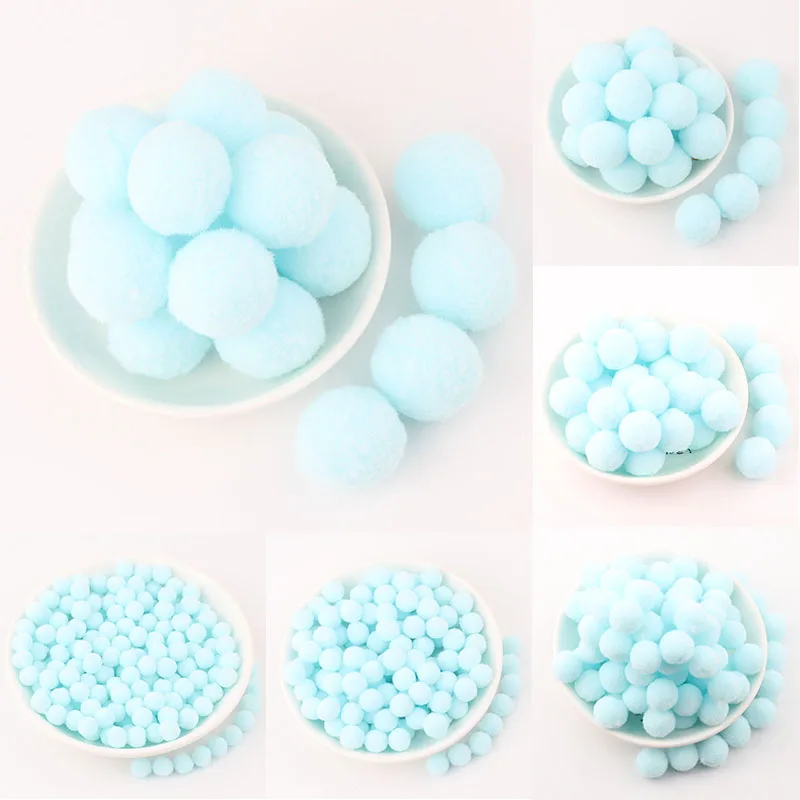 

Mini Pompom Fluffy Soft Pom Poms Pompoms Ball Light Blue Pompon Pompones Manualidades Glue On Cloth Accessories 8mm To 30mm