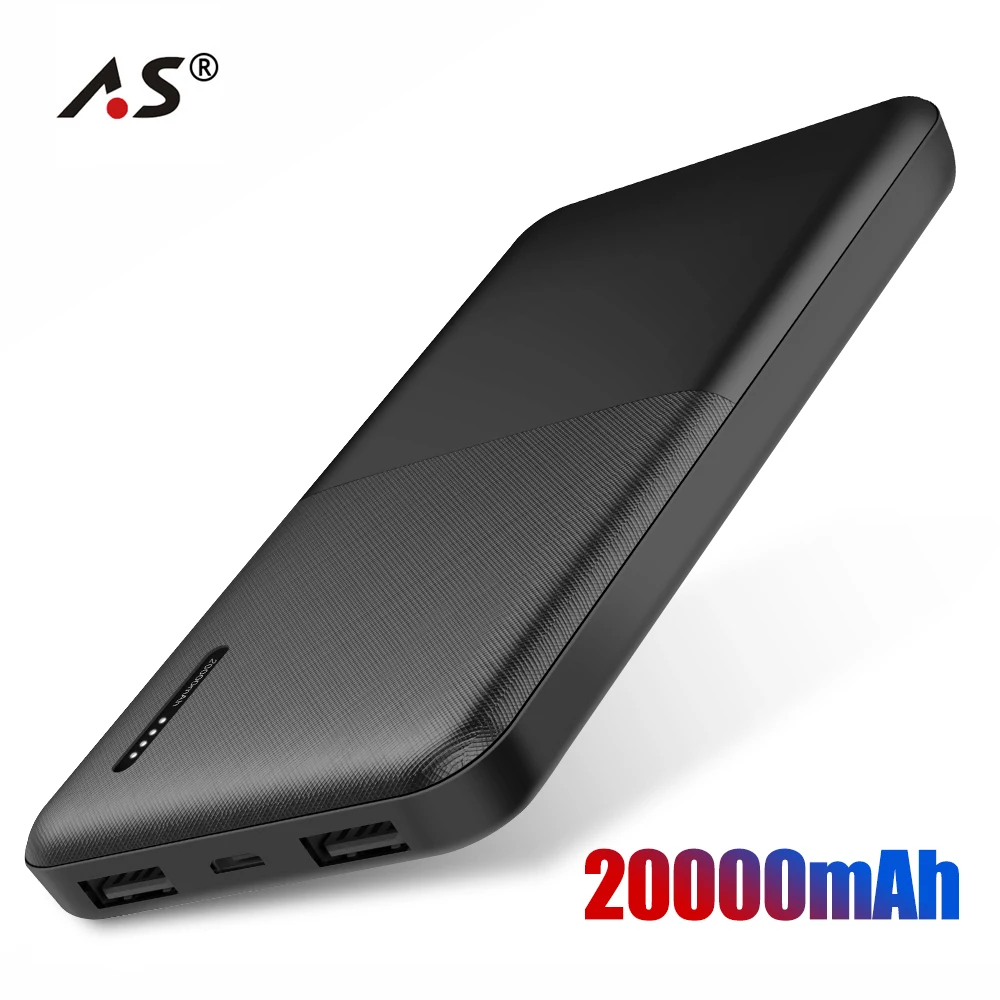 A.S power Bank 20000 мА-ч, Мощное зарядное устройство, портативная Внешняя батарея, аккумулятор 20000 мАч, блок питания для samsung bluetooth-гарнитура для смартфона