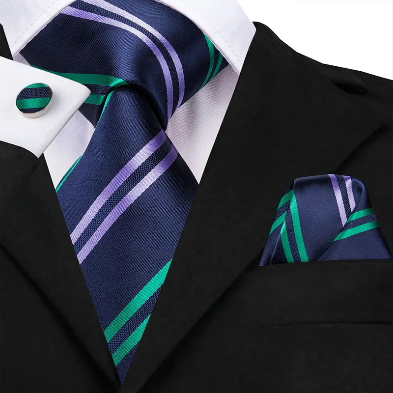Hi-Tie, синие галстуки для мужчин, полосатый галстук, золотой формальный галстук, саржевый галстук, деловой стиль, темно-синий галстук, вечерние галстуки, Прямая поставка - Цвет: SN-3208