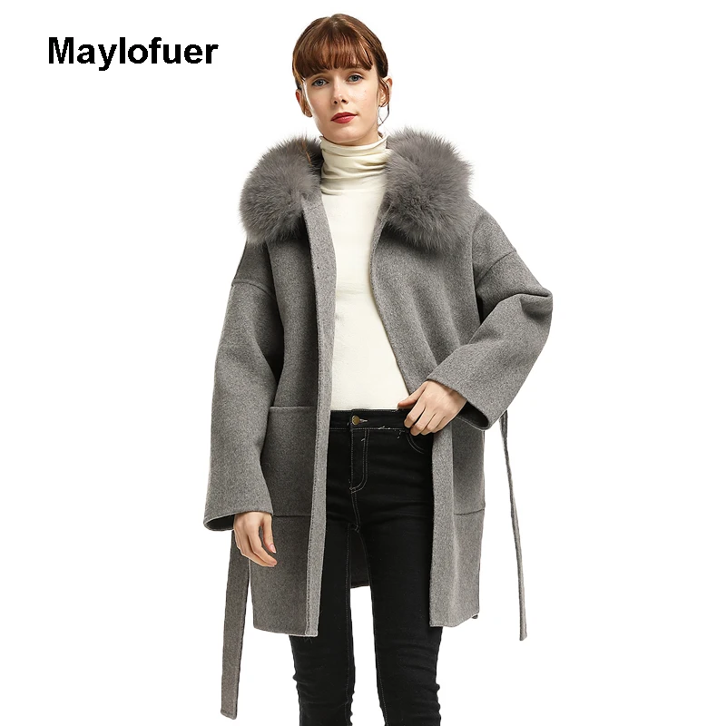 Новое поступление Лидер продаж шерстяное пальто Maylofuer с воротником из
