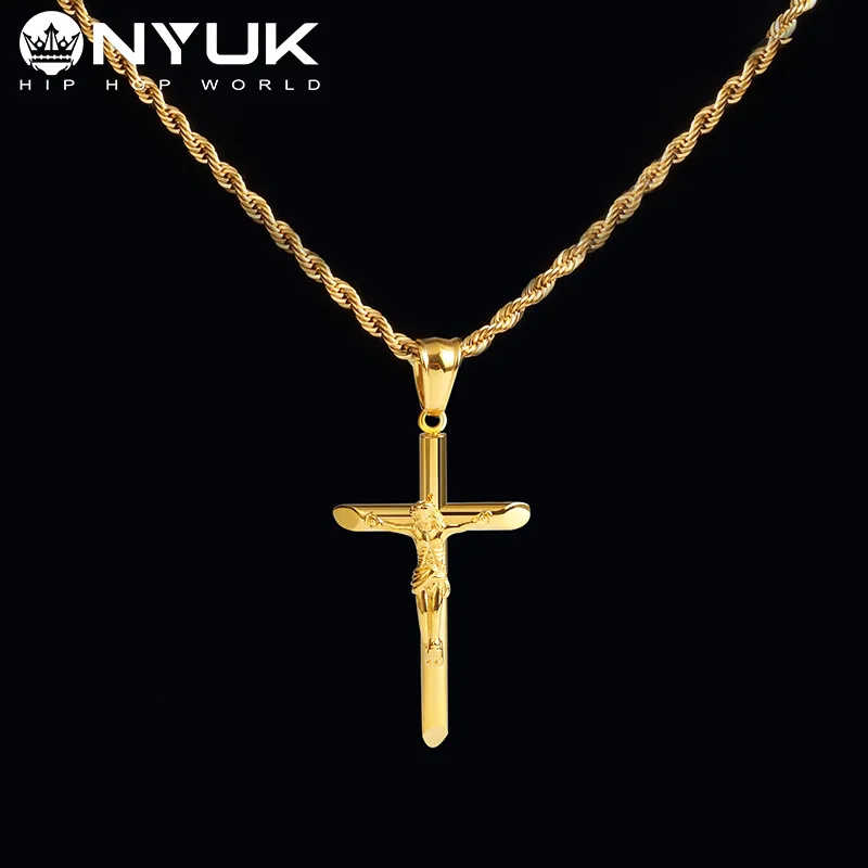 

Stainless Steel High Quality Popular Brand Hip Hop Jesus Cross Necklace Pendant hophop Accessories