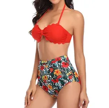 high waisted bikini floral