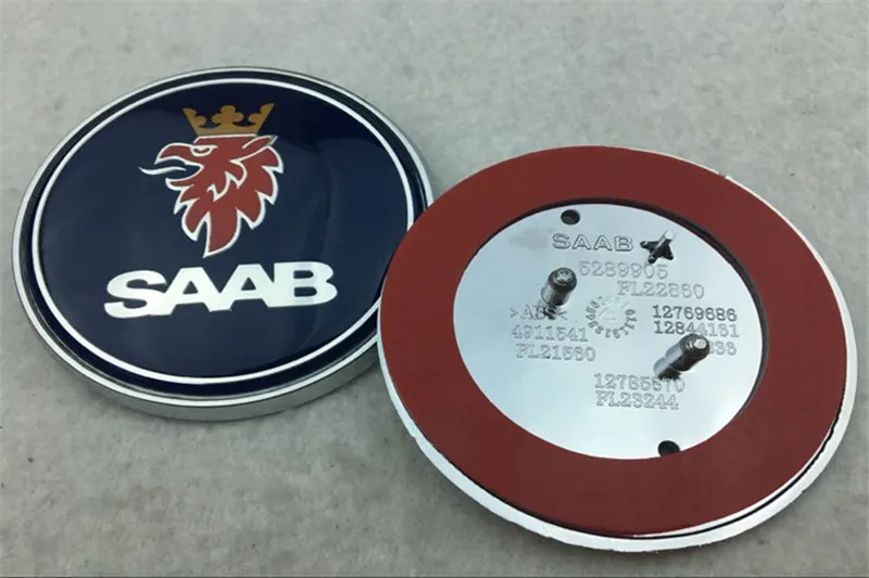 2 шт. автомобильный Стайлинг ABS пластик 68 мм SAAB Передние Эмблемы задний хвост багажник значок капот логотип наклейки авто аксессуары - Цвет: Dark blue Front