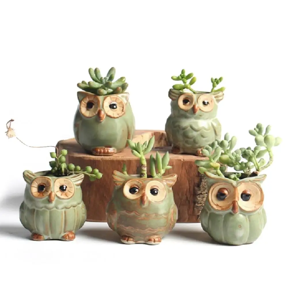 

1Pcs Creative Ceramic Owl Shape Flower Pots New Ceramic Planter Flower Pot Cute Design Succulent Planter Flowerpot Home Decor