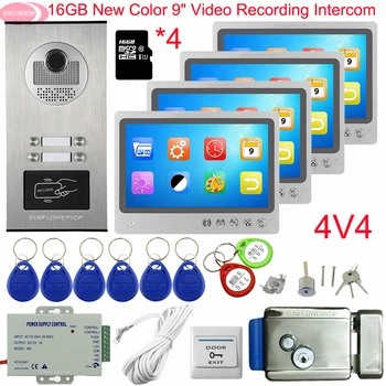 

Video Intercom With Recording + 16GB TF Card 9" Color Video Intercom With Lock Access Control Monitoring Camera System Home Bell