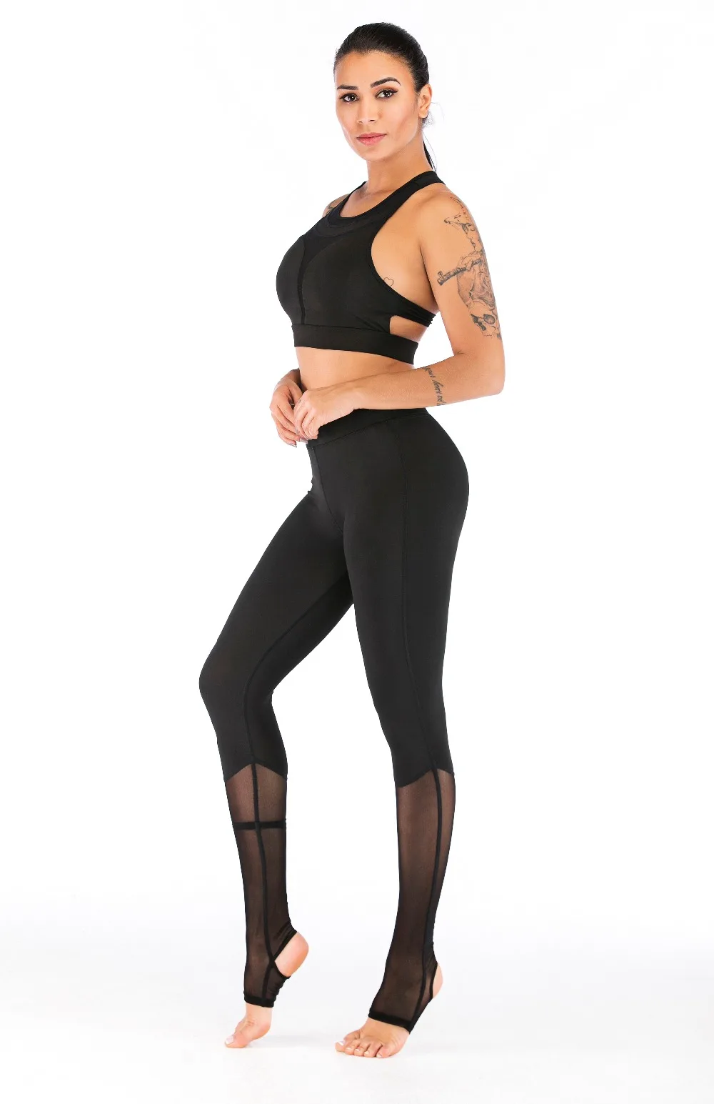 Спортивная одежда das mulheres conjunto cor sólida costura correndo aptidao леггинсы футболка esportes das mulheres conjunto s-l