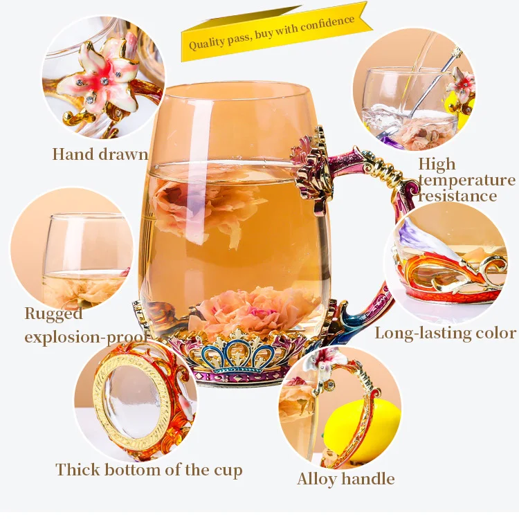 ZISI Специальное предложение в европейском стиле стеклянная чашка с эмалью для чая