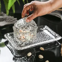 Butterfly Flower Crystal Glass Candy Jar, Dried Fruit Plate, Sugar Bowl, Jewelry Box with Lid, Living Room 2