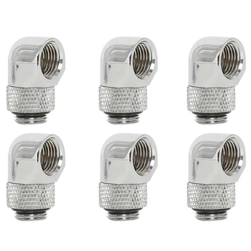 Горячая XD 6Pcs/лот G1/4 дюйма 90 поворотный Компрессионный фитинг градусов адаптеры