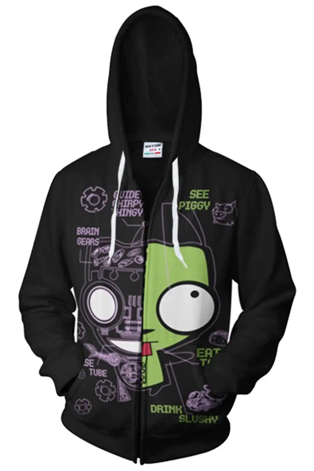 Костюм Invader Zim толстовка куртка с капюшоном и 3D-принтом для косплея | Тематическая