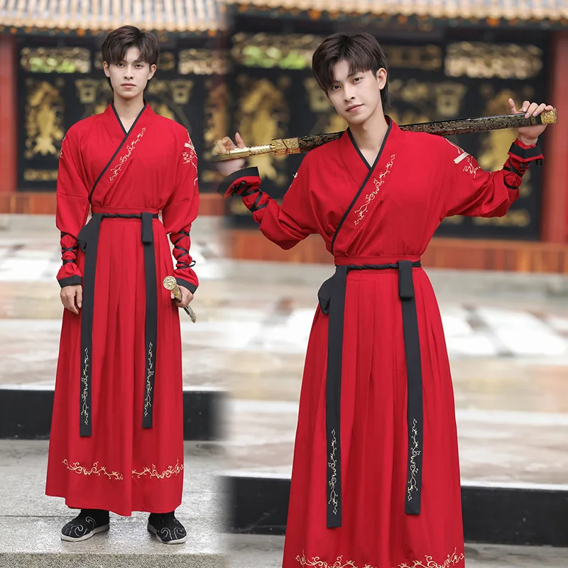 TAKSUN Top Hanfu ricamato per abito formale tradizionale in stile cinese, Nero , S