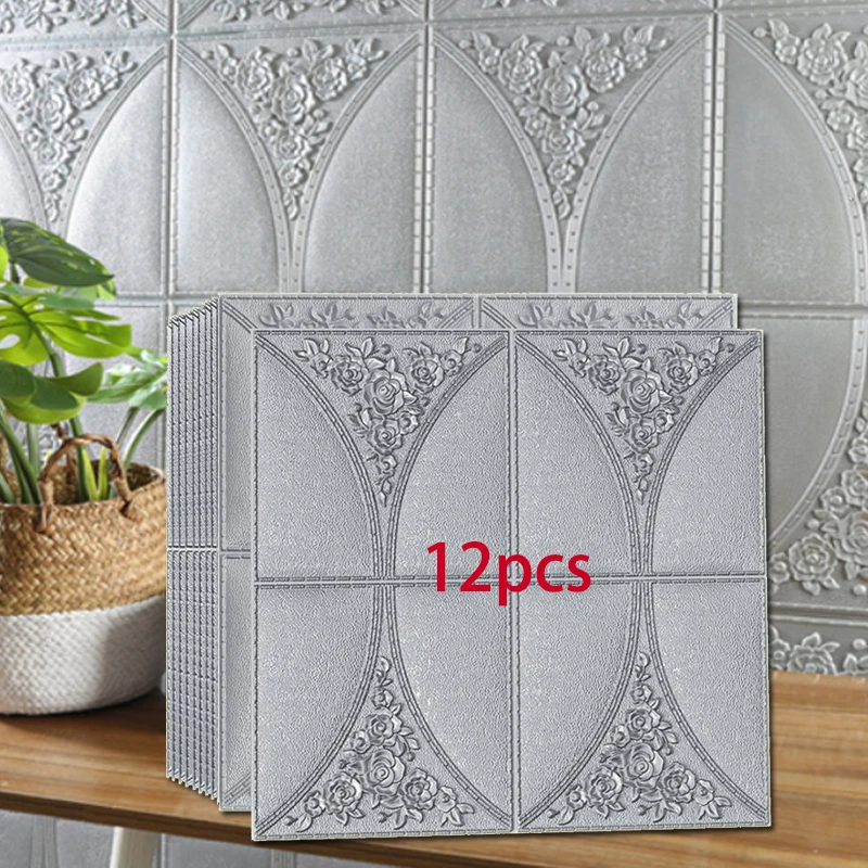 Наклейки 3D из пены 70x70 см 12 шт. самоклеящиеся для потолочной панели крыши декор