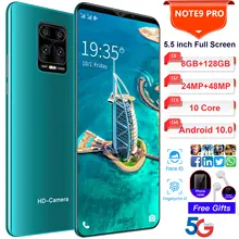 

Global Version Note 9 Pro-5.5 Inch Android10 Smartphone 8+128GB 10 Core Full Screen Cellphone 48MP Face Unlock 5G Network Phone