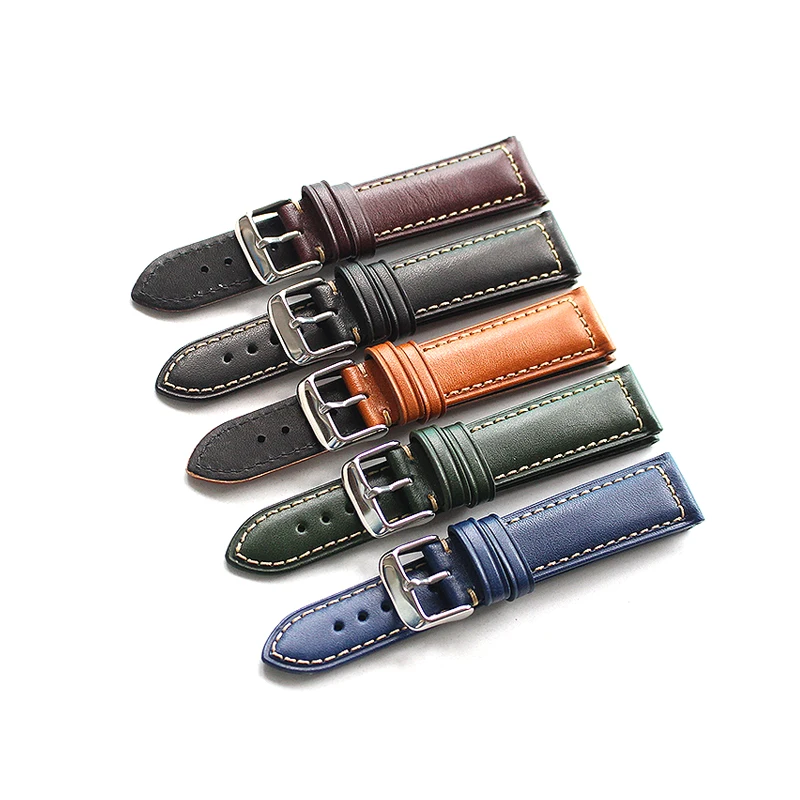 

Handmade France Soft Cow Leather Watch Strap 20 22MM Men's Women's Casual Style Leather Watch Strap