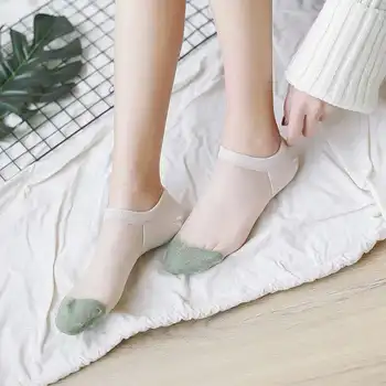

Summer Season Crystal Glass Fiber Cock Female Japanese Cute Wind Transparent Crystal Splice Candy Colors Simple Socks