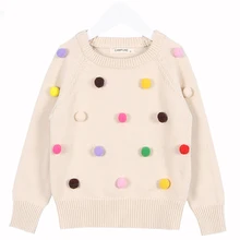 Новинка года, осенние детские свитера Детские вязаные кардиганы с цветными шариками модные свитера для маленьких мальчиков хлопковый+ шерстяной свитер для маленьких девочек
