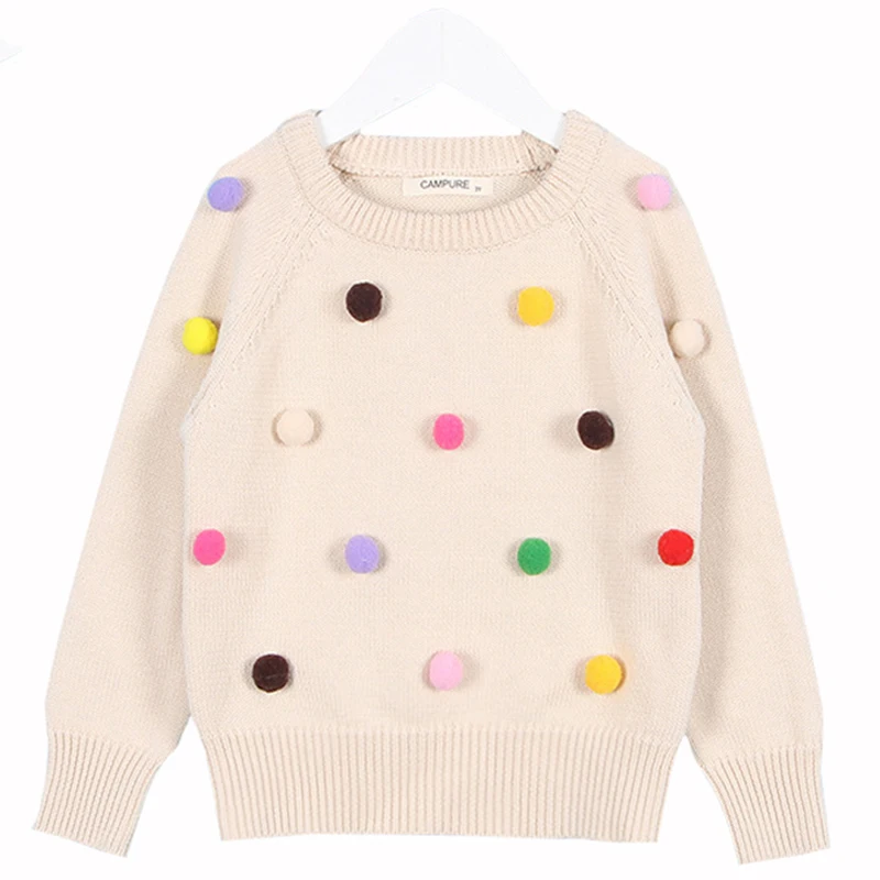 

New 2019 Autumn Kids Sweaters Colored Balls Baby Knitted Cardigans Fashion Toddler Boys Sweaters Cotton+Woolen Baby Girl Sweater