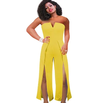 

2019 Women Deep V-neck Jumpsuit Large Size Off Shoulder Sexy Bodysuit Overalls for Women Rompers Split Acetate Bodycon Jumpsuits