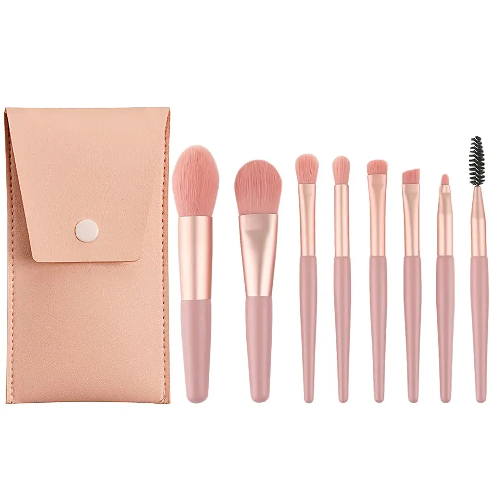 8 Pcs Synthetic Mini Make Up Brushes Kit 4 Colors Matte Small Makeup Brush Travel Set With Bag | Красота и здоровье