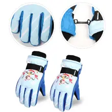 Детские Водонепроницаемые перчатки для катания на лыжах и сноуборде; милые зимние теплые ветрозащитные Нескользящие варежки с плюшевой подкладкой и рисунком обезьяны из мультфильма