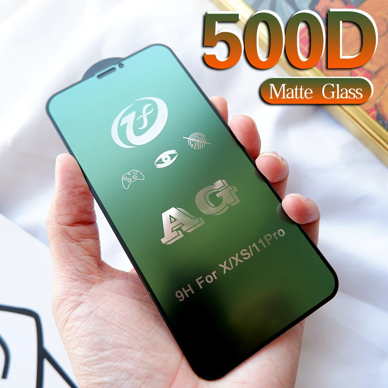 

500D Protective Glass on For iPhone 11 Pro XS MAX Glass Screen Protector Matte Color Film Tempered Glass For iPhone X XR XS 11
