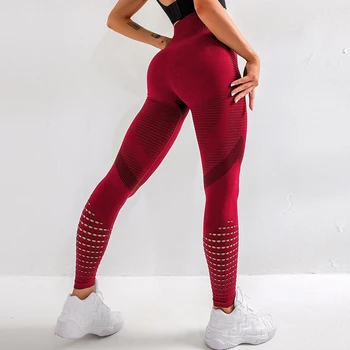 High Waist Fitness Gym Leggings Women Seamless Energy Tights Workout Running Activewear Yoga Pants Hollow Sport Trainning Wear 4