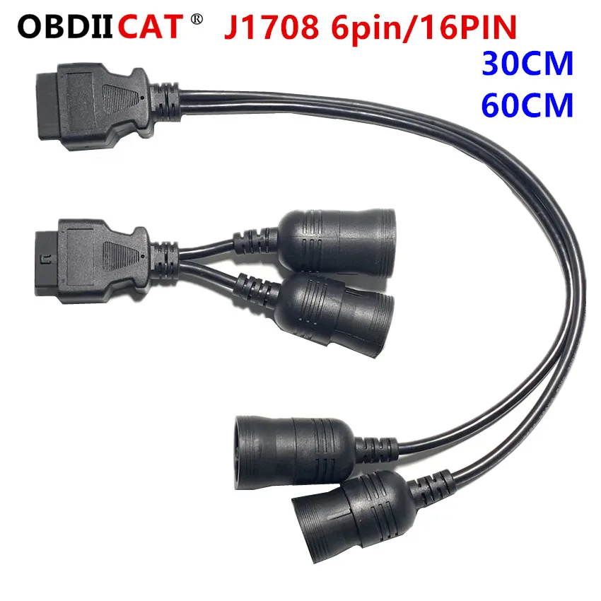 J1708 Teherautó Y Kábel Obd2 16Pin/ 9Pin - J1708 6Pin/ J1939 9Pin Legjobb Adapter Csatlakozó Kábel Diagnosztizálja Az Y Kábelt.