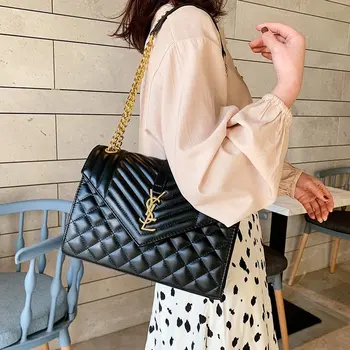 

2020 Lady Bag Rhombus Embroidery Thread Soft Texture Chain Bag Fashion One-shoulder Envelope Bag
