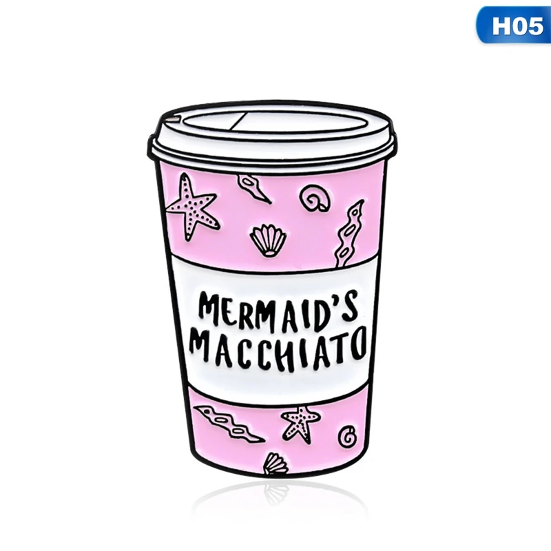 H05 Кофейное молоко Эмаль Булавка значок Броши нагрудные булавка джинсы рубашка рюкзак мультфильм ювелирные изделия подарок кофе Влюбленные - Окраска металла: H05