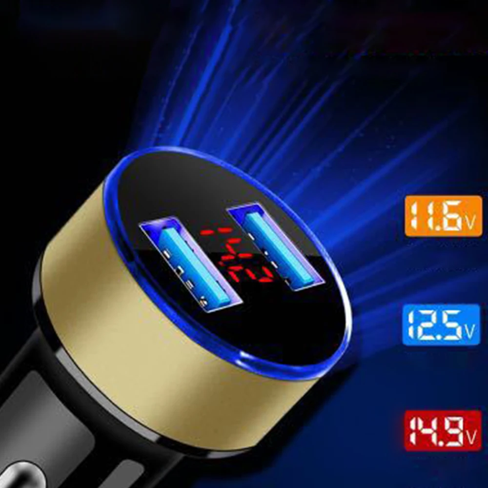 3.1A быстро Зарядное устройство с двумя портами USB ЖК-дисплей Дисплей автомобиля Зарядное устройство 12 V/24 V прикуриватель Зажигалка для смартфонов iPhone Xiaomi samsung