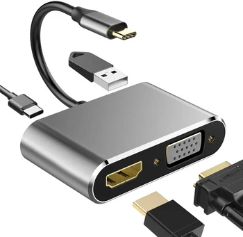 

4 in1 USB C HDMI 4K VGA Adapter USB 3.1 Type C USB-C to VGA HDMI Video Adaptor Converters For Macbook Pro/ iPad Pro