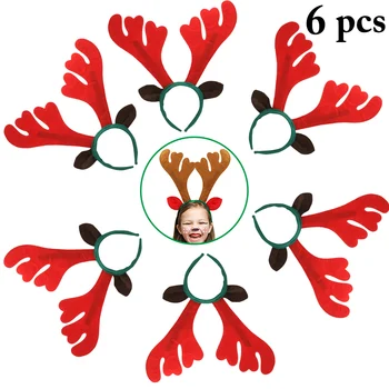 

6PCS Christmas Headband Creative Cute Non-Woven Antler Hair Hoop Party Headband Stage Performance Props Headwear For Kids