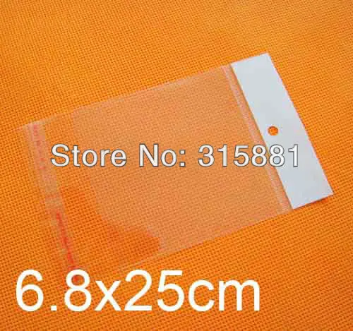 

6.8x25cm Poly Bag with hanging header & Free Shipping 1000pcs/lot