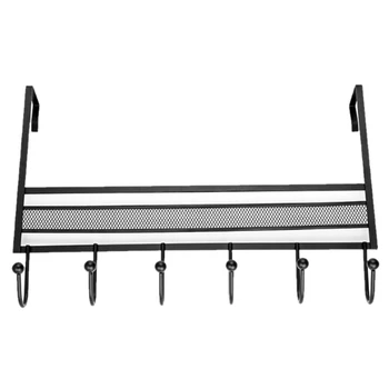 

Creative Wrought Iron Hooks Behind the Door, Single Row 6 Hook Hanger Behind the Door, Nail-Free and Drill-Free Door Back Single