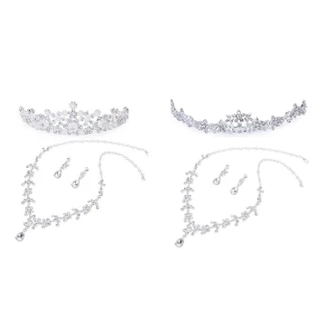 

Necklace and Earrings Rhinestone Diadem for Bridal Wedding & Bridal Bridesmaid Wedding Jewelry Set Rhinestone Tiara+Necklace+Ear