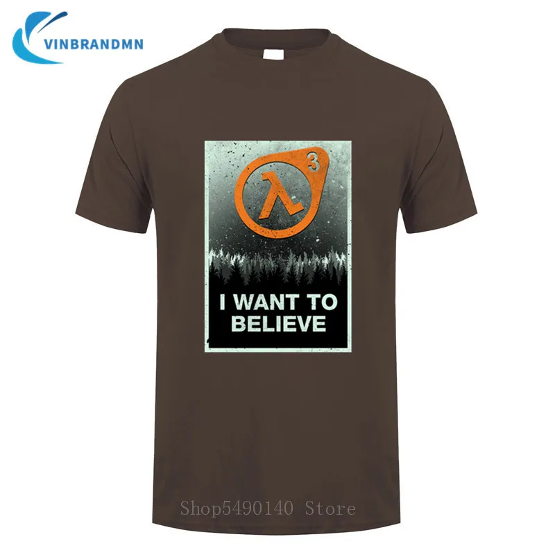 Футболка с надписью Half Life 3 I Want To Believe Милая футболка из 100% хлопка Классическая