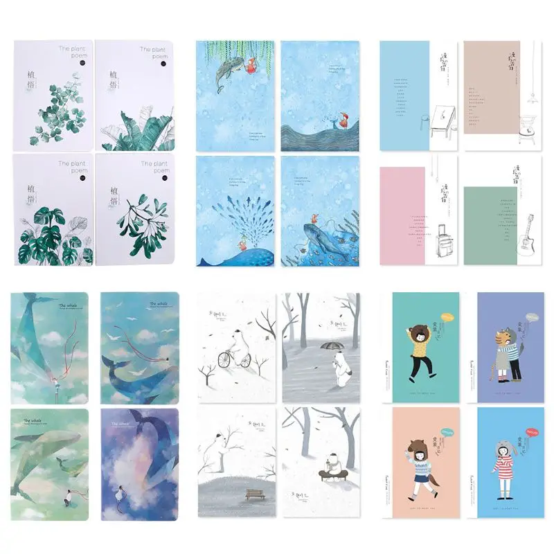 

4Pcs A5 Notebook Sketchbook Cute Cartoon Diary Planner for Drawing Painting Graffiti Line Inner Page Office School Supplies