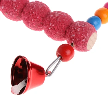 

Pets Birds Swing Wooden Stands Parrot Wooden Beads Bells Cage Toy Accessories LX9C