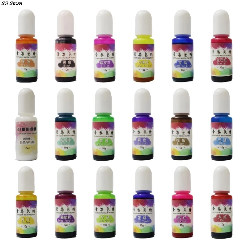 

18 Colors Epoxy Resin Diffusion Pigment Alcohol Ink Liquid Colorant Dye DIY Crafts Jewelry Making Accessories