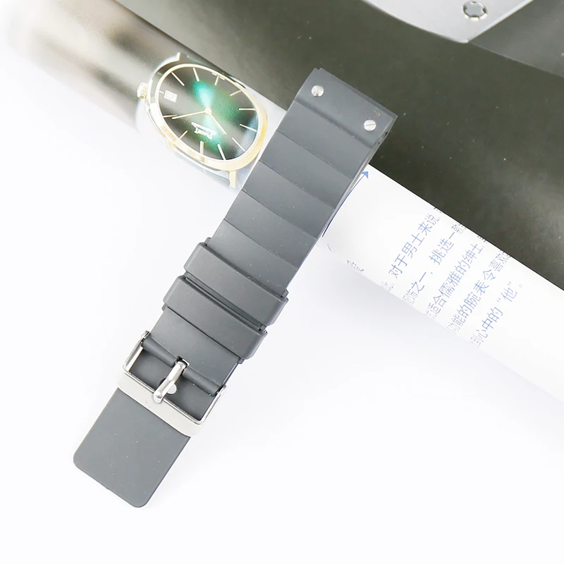 Силиконовый ремешок для часов Cartier Santos W20121U2 23 мм с пряжкой мужские и wo мужские спортивные черные ремешки